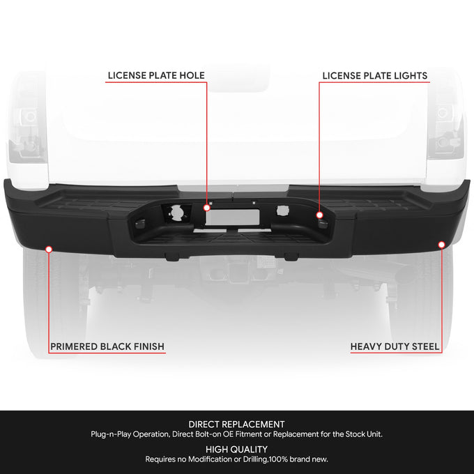 Rear Step Bumper W/License Plate Lights <br> 11-14 Chevy/GMC Silverado Sierra 2500 3500HD