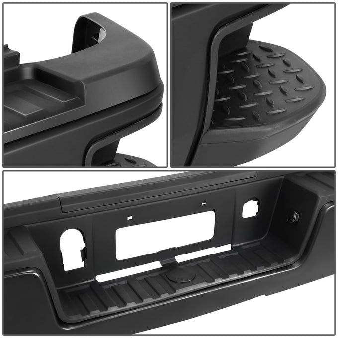 Rear Step Bumper W/License Plate Lights <BR>15-19 Chevy Silverado, GMC Sierra, 2500 HD, 3500 HD