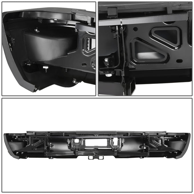 Rear Step Bumper W/License Plate Lights <BR>15-19 Chevy Silverado, GMC Sierra, 2500 HD, 3500 HD