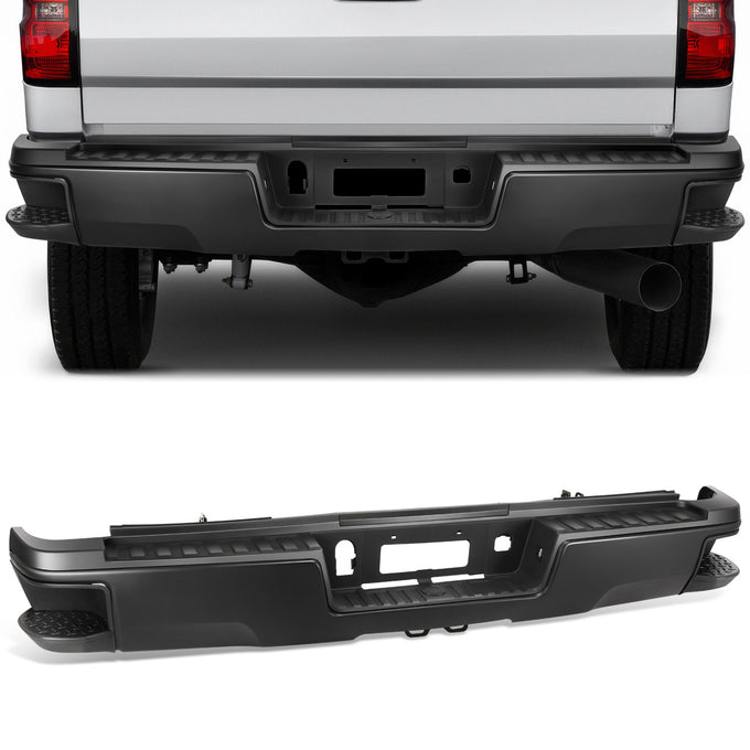 Rear Step Bumper W/License Plate Lights <BR>15-19 Chevy Silverado, GMC Sierra, 2500 HD, 3500 HD