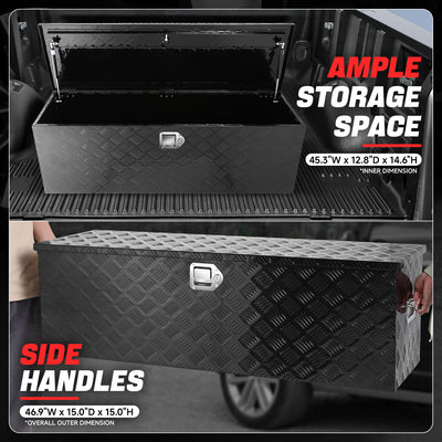Truck Bed Storage Tool Box w/ Lock (Black) <br> 46.9'' W x 15.0