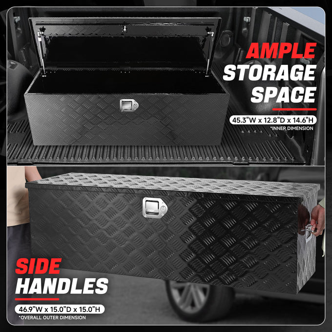 Truck Bed Storage Tool Box w/ Lock (Black) <br> 46.9'' W x 15.0