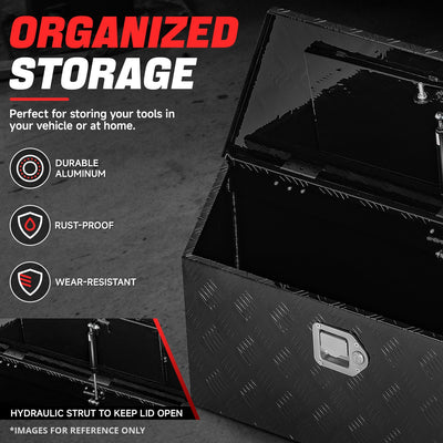 Truck Bed Tool Storage Box W/ 2 Keys & Lock <br> 38 in. W Rear X 26 in. Front X 14.25 in. D X 12 in. H