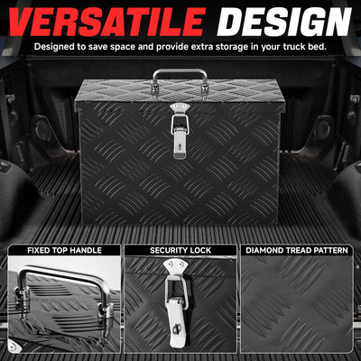 Truck Bed Storage Tool Box w/Handle (Black)<br> 15.9'W x 7.5