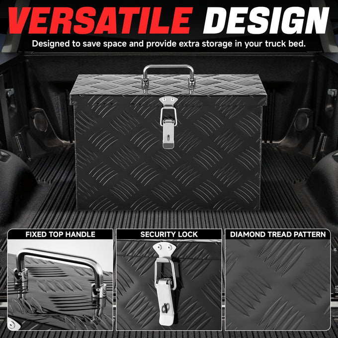 Truck Bed Storage Tool Box w/Handle (Black)<br> 15.9'W x 7.5