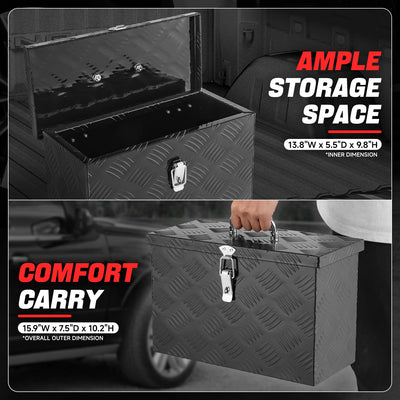 Truck Bed Storage Tool Box w/Handle (Black)<br> 15.9'W x 7.5