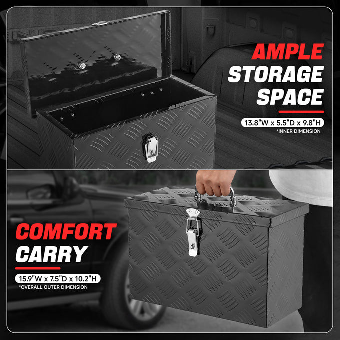 Truck Bed Storage Tool Box w/Handle (Black)<br> 15.9'W x 7.5