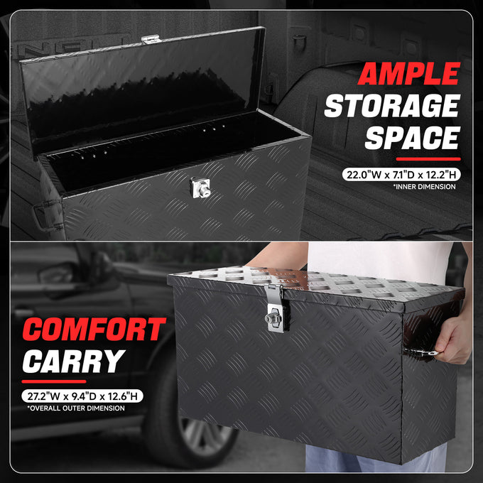 Truck Bed Storage Tool Box w/ Lock (Black) <br> 27.2'' W x 9.4''D x 12.6