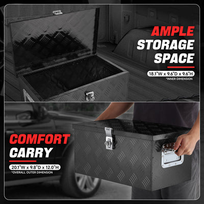 Truck Bed Storage Tool Box w/ Lock (Black) <br> 20'' W x 9.8''D x 12