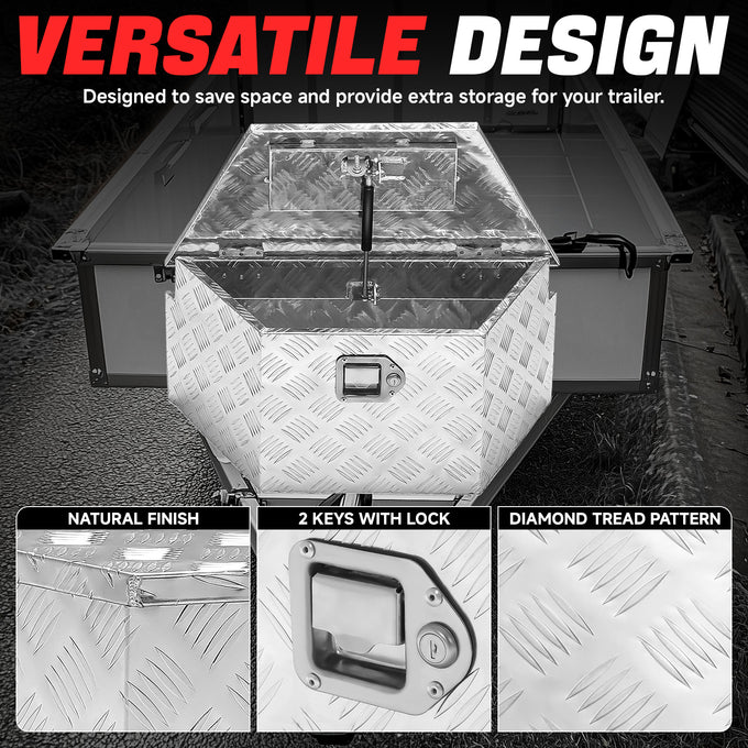 Truck Bed Tool Storage Box W/ 2 Keys & Lock <br> 11 in. D X 15 in. X Front W X 26 in. Rear W X 12 in. H
