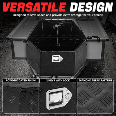 Truck Bed Tool Storage Box W/ 2 Keys & Lock <br> 11 in. D X 15 in. X Front W X 26 in. Rear W X 12 in. H