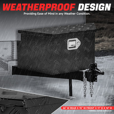 Truck Bed Tool Storage Box W/ 2 Keys & Lock <br> 11 in. D X 15 in. X Front W X 26 in. Rear W X 12 in. H