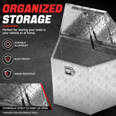 Truck Bed Tool Storage Box W/ 2 Keys & Lock <br> 18 in. H X 16 in. W Front X 32.5 in. W Rear X