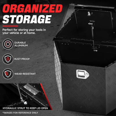 Truck Bed Tool Storage Box W/ 2 Keys & Lock <br> 18 in. H X 16 in. W Front X 32.5 in. W Rear X