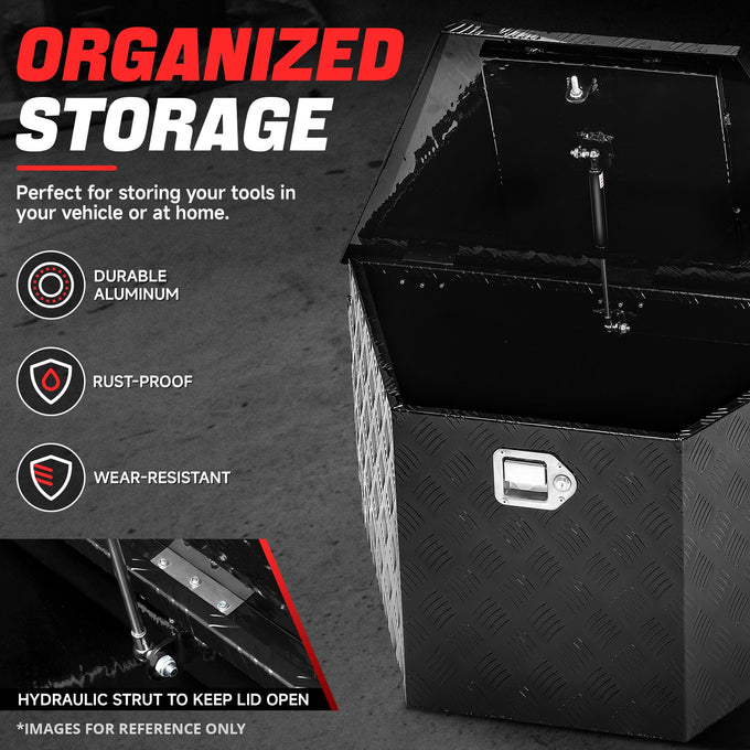 Truck Bed Tool Storage Box W/ 2 Keys & Lock <br> 18 in. H X 16 in. W Front X 32.5 in. W Rear X