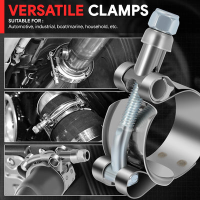 8Pcs 0.75 in. ID Hose T-Bolt Clamps w/L-Wrench <br> 0.875-1.25 in. Adjustable ID