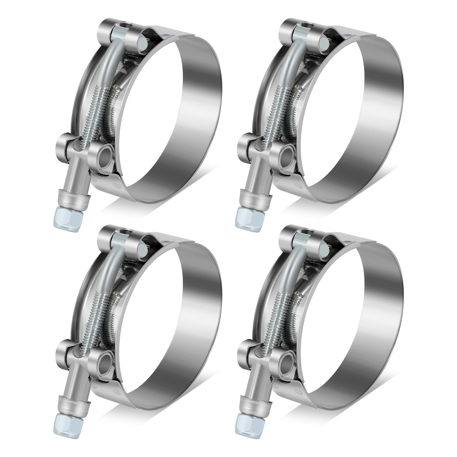 4Pcs 2 in. ID Hose T-Bolt Clamps <br> 2.1 -2.5 in. Adjustable ID