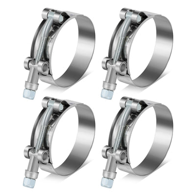 4Pcs 2 in. ID Hose T-Bolt Clamps <br> 2.1 -2.5 in. Adjustable ID