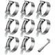 8Pcs 2 in. ID Hose T-Bolt Clamps w/L-Wrench <br> 2.1 -2.5 in. Adjustable ID
