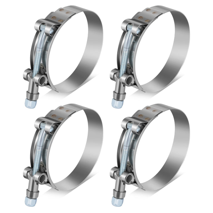4Pcs 2.5 in. ID Hose T-Bolt Clamps <br> 2.6 -3 in. Adjustable ID