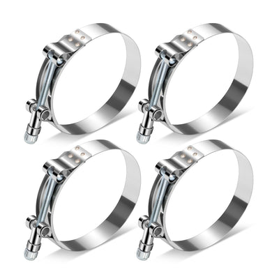 4Pcs 3 in. OD Hose T-Bolt Clamps <br>66mm-76mm / 2.6-3 in. Adjustable ID