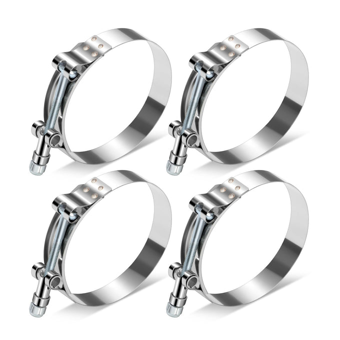 4Pcs 3 in. OD Hose T-Bolt Clamps <br>66mm-76mm / 2.6-3 in. Adjustable ID
