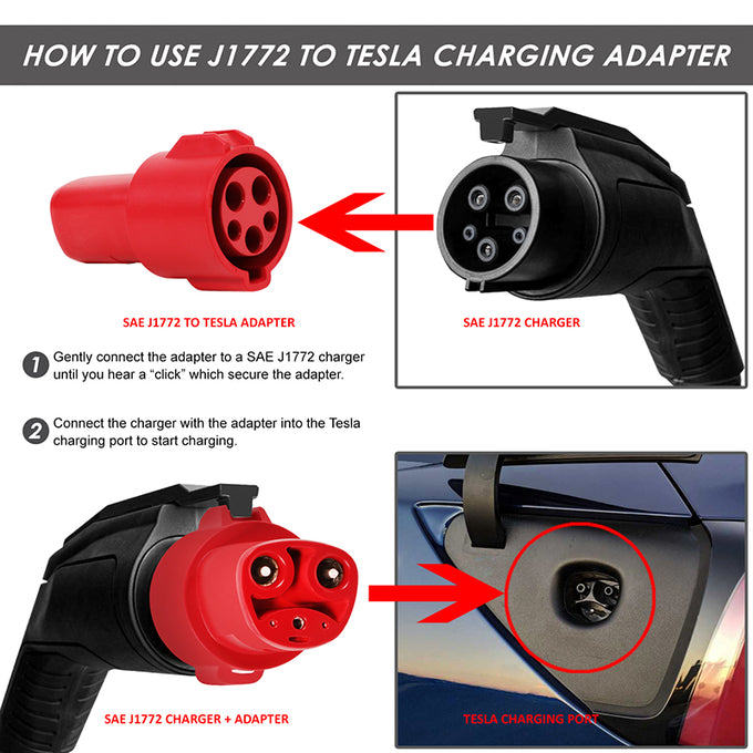 12-22 Tesla Model S X 3 Y SAE J1772 Public Charging Adapter