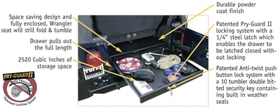 Full Width Rear Bench Underseat Drawer <br>76-86 CJ7, 87-95 Wrangler YJ, 97-06 TJ