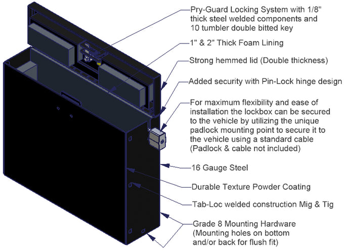 Laptop Security Lock Box (Standard Key) <br>21-25 Ford Mustang Mach-E