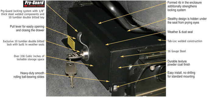 Front Driver Side Underseat Drawer <br>97-06 Jeep Wrangler TJ (Standard Key)