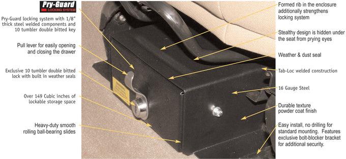 Front Driver Side Underseat Drawer <br>97-02 Jeep Wrangler TJ (Standard Key)