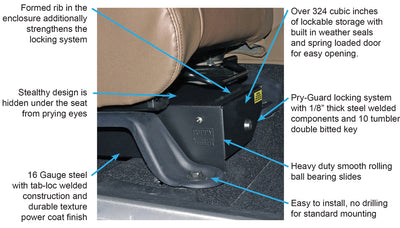 Front Passenger Side Underseat Drawer <br>07-18 Jeep Wrangler JK(Standard Key)