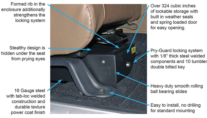 Front Passenger Side Underseat Drawer <br>07-18 Jeep Wrangler JK(Standard Key)