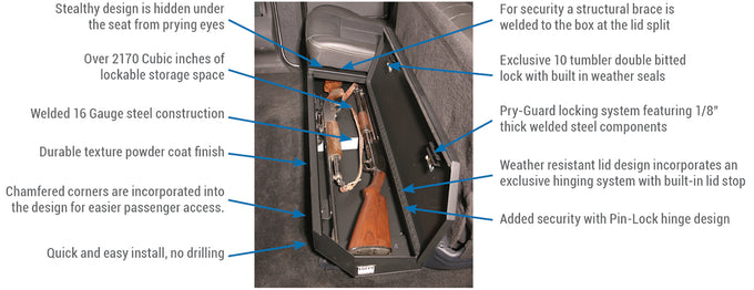 Rear Underseat Lockbox <br>03-16 F-250/350/450/550 Super Duty