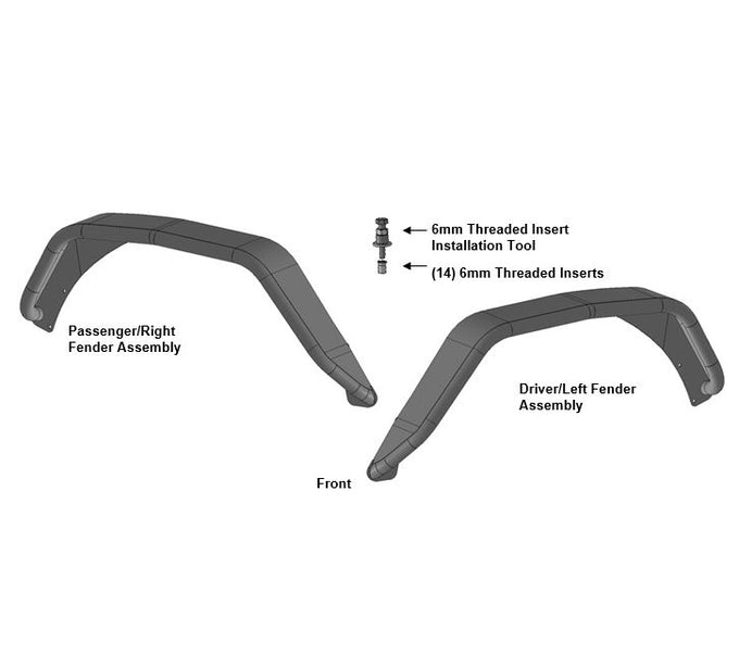 Full Set Tubular& Inner Fender Flares Liners <br>20-23 Jeep Gladiator