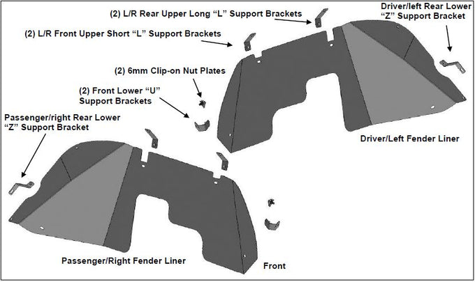 Full Set Tubular& Inner Fender Flares Liners <br>20-23 Jeep Gladiator