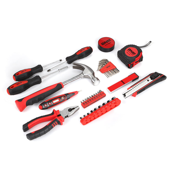46 Pieces Household Hand Tool Kit with Toolbox (Red)