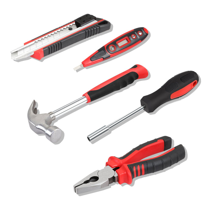 46 Pieces Household Hand Tool Kit with Toolbox (Red)