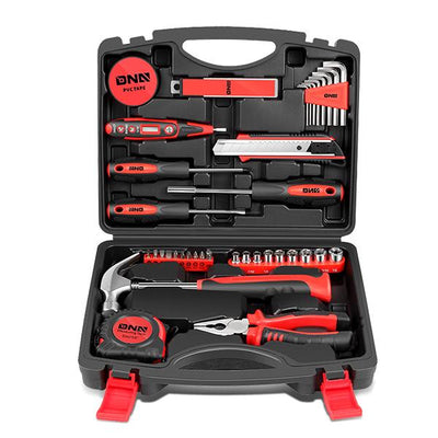 46 Pieces Household Hand Tool Kit with Toolbox (Red)