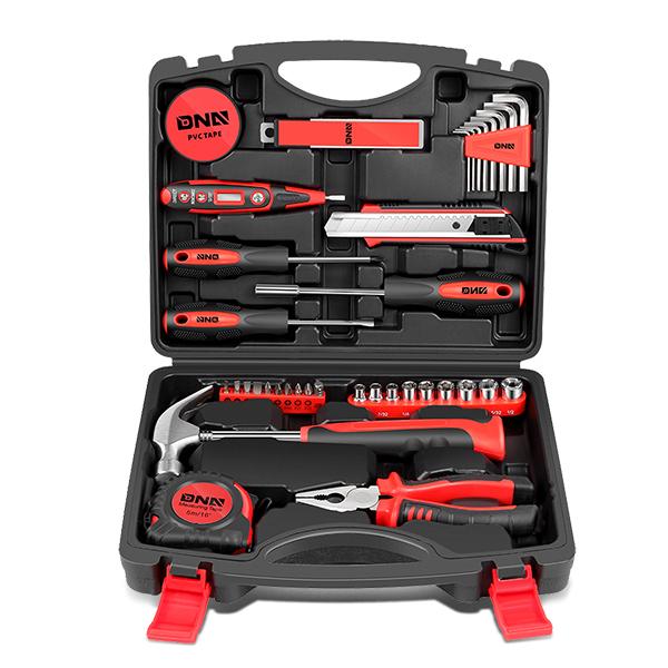 46 Pieces Household Hand Tool Kit with Toolbox (Red)