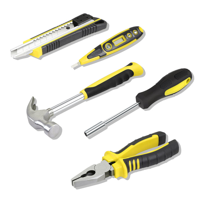 46 Pieces Household Hand Tool Kit with Toolbox (Yellow)