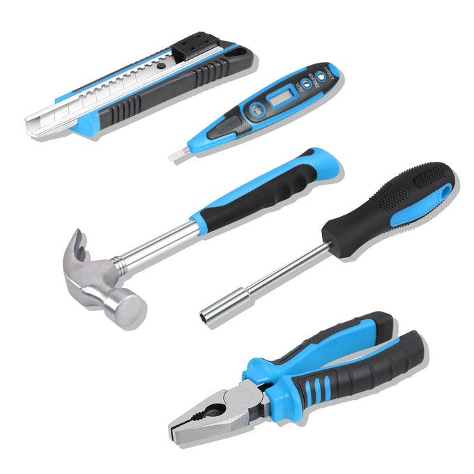 46 Pieces Household Hand Tool Kit with Toolbox (Blue)