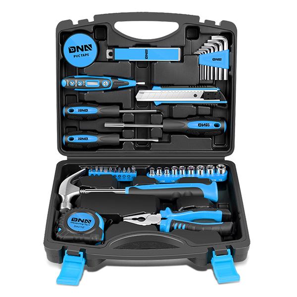 46 Pieces Household Hand Tool Kit with Toolbox (Blue)