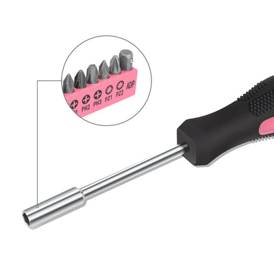 46 Pieces Household Hand Tool Kit with Toolbox (Pink)