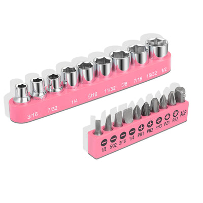 46 Pieces Household Hand Tool Kit with Toolbox (Pink)