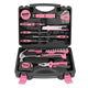 46 Pieces Household Hand Tool Kit with Toolbox (Pink)