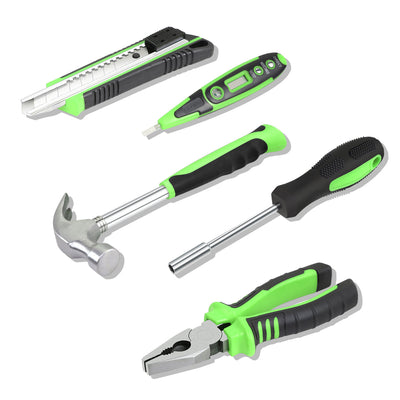 46 Pieces Household Hand Tool Kit with Toolbox (Green)