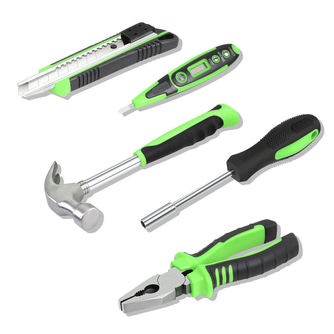 46 Pieces Household Hand Tool Kit with Toolbox (Green)
