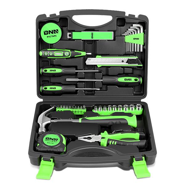 46 Pieces Household Hand Tool Kit with Toolbox (Green)