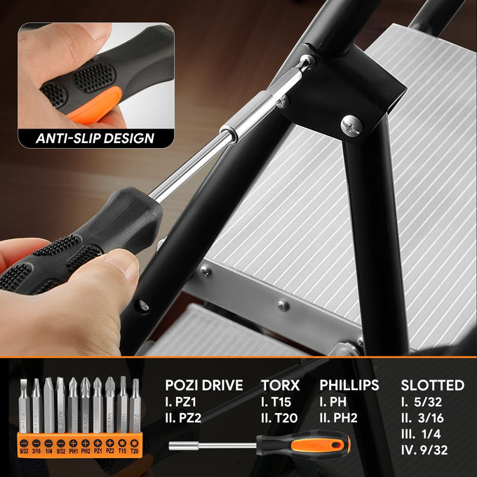 27 Pieces Household Hand Tool Kit with Toolbox (Orange)
